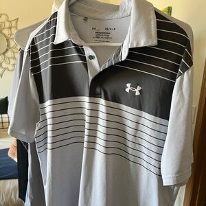 Under Armour Men's Gray Striped Polo Shirt
